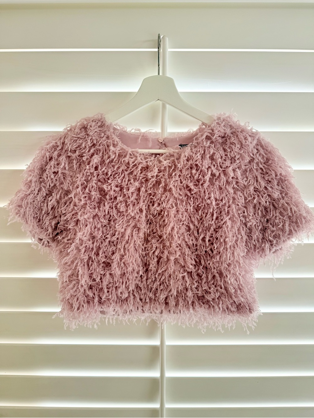 Zara Dusty Rose Fuzzy Crop Top